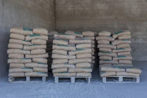 Cement and concrete work on a construction site